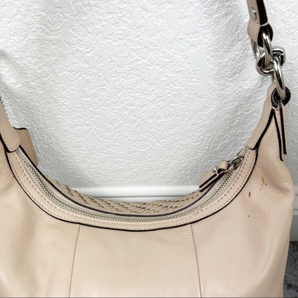 Coach Kristin Woven Light Pink Leather Hobo Bag Zip - Picture 4 of 8